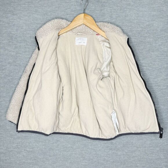 Zara Kids Sherpa Full Zip Jacket Coat Size 4-5 Years XS Cream Pocket Youth Boys - Picture 5 of 5